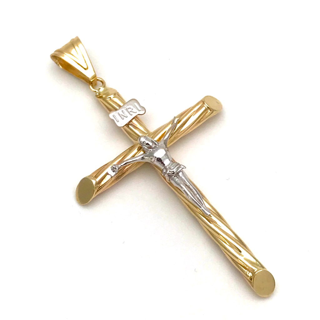 14kt Twotone Gold CrossCrucifix Pendent